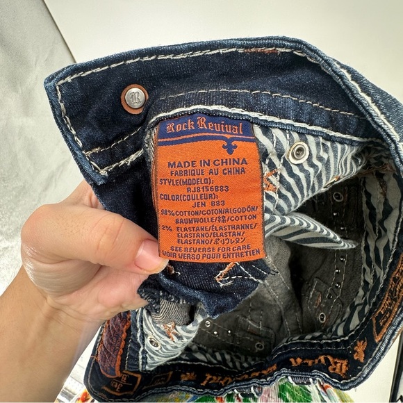 Rock Revival Jen Boot Cut Bling Butt Jeans Size 26 - Picture 7 of 9